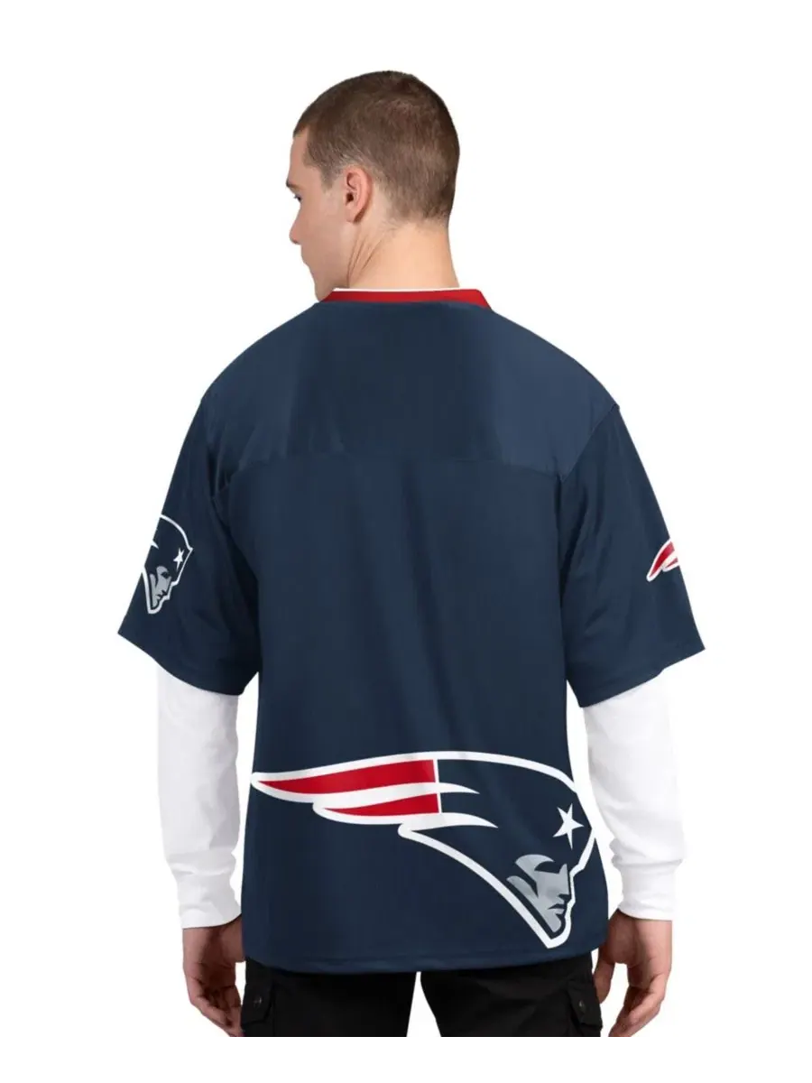 Комплект футболок с длинным и коротким рукавом с принтом New England Patriots Starter — изображение 5 из 5, темно-синий белый