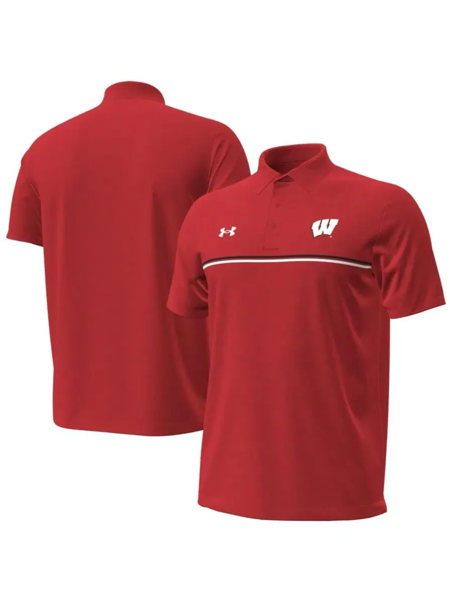 Мужская футболка-поло с принтом Wisconsin Badgers Performance Drive Chest Stripe Under Armour