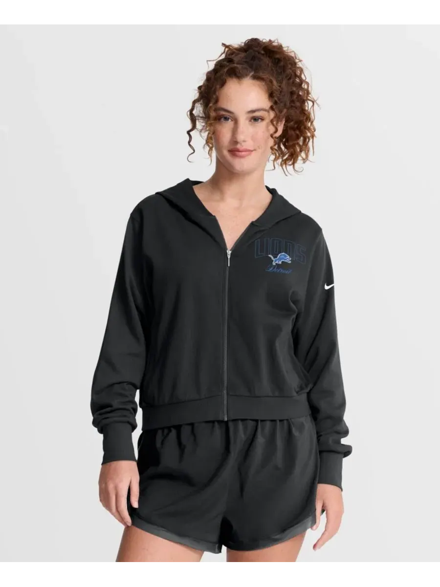Худи Nike Detroit Lions с полной застежкой-молнией, черное