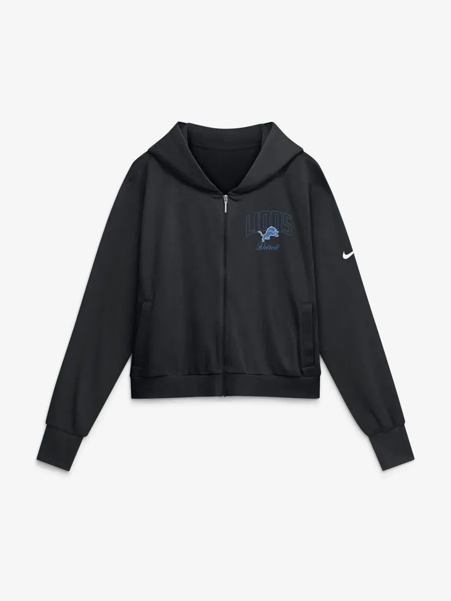 Худи Nike Detroit Lions с полной застежкой-молнией, черное — изображение 2 из 5, черный
