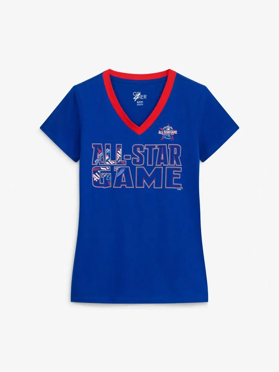 Футболка женская с V-образным вырезом с принтом 2026 MLB All-Star Game Best Team G-III 4Her by Carl