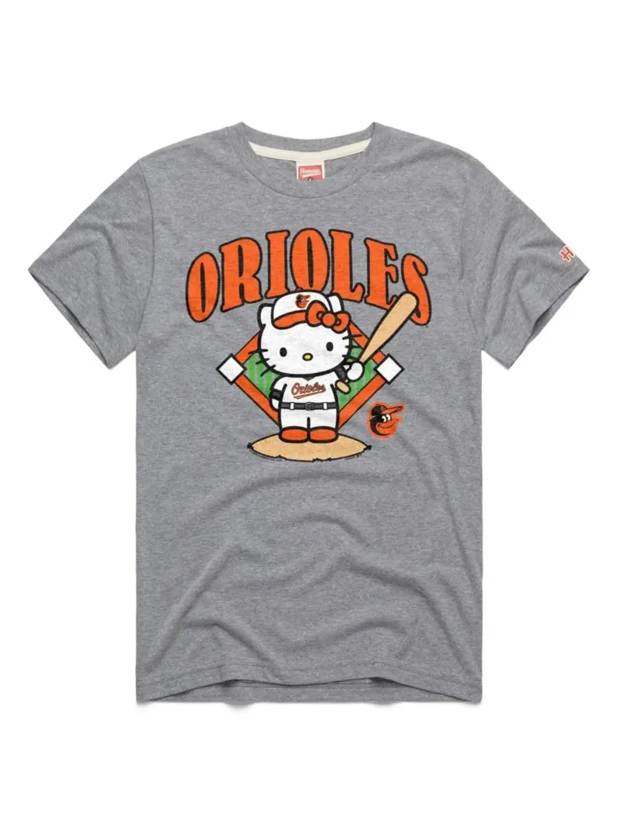Футболка с принтом Hello Kitty Gray Baltimore Orioles Homage