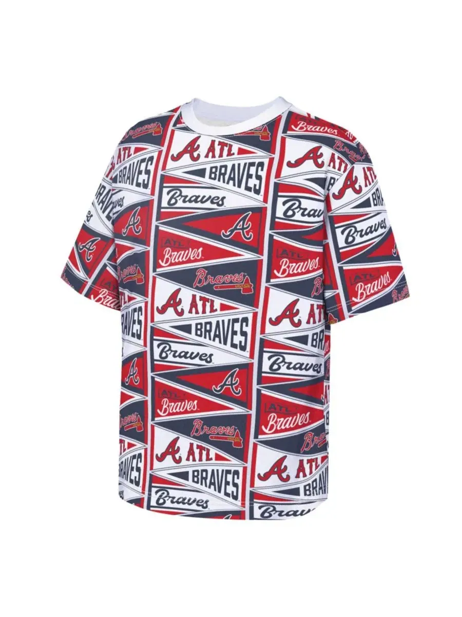 Футболка с принтом Atlanta Braves All-Over Pennant Outerstuff — изображение 3 из 3, красный