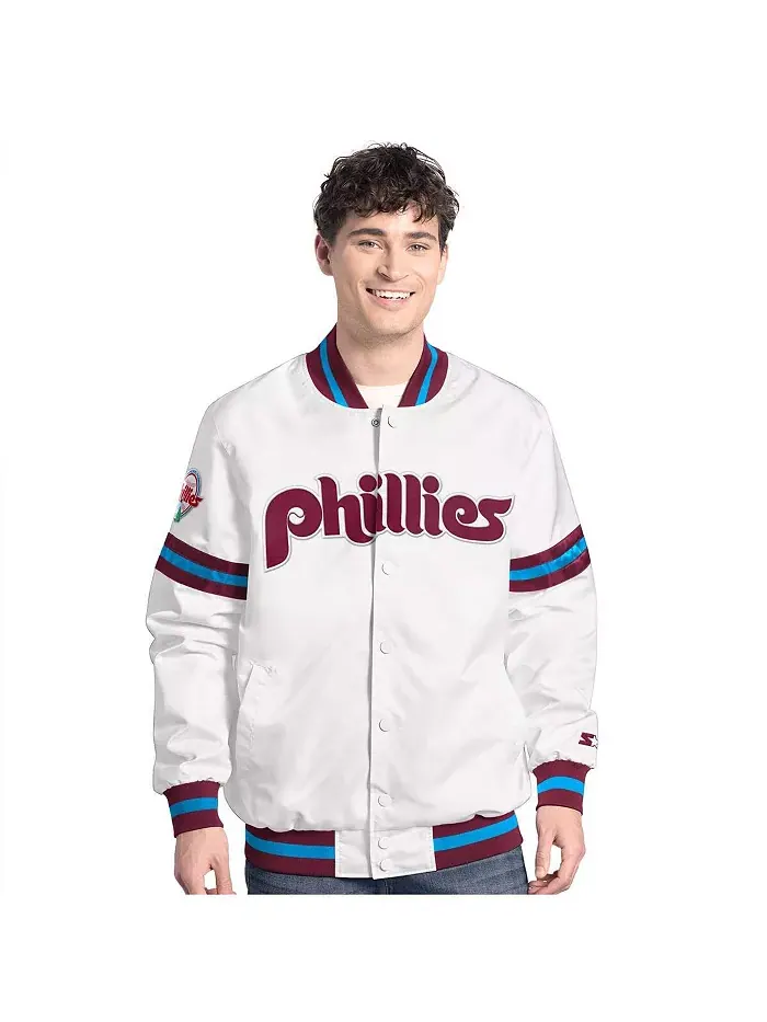 Мужская белая бейсбольная куртка Philadelphia Phillies Cooperstown Scout на молнии Starter