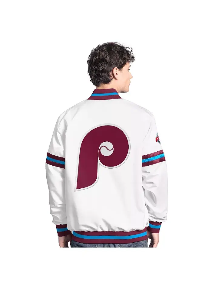 Мужская белая бейсбольная куртка Philadelphia Phillies Cooperstown Scout на молнии Starter — изображение 2 из 2