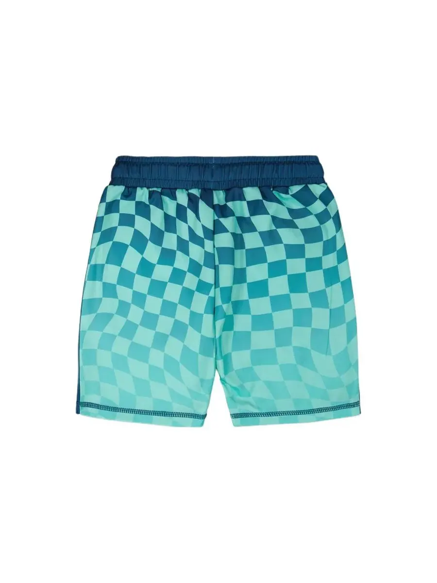 Спортивные шорты с принтом в клетку Deux par Deux, Teal Printed Checkerboard — изображение 2 из 3