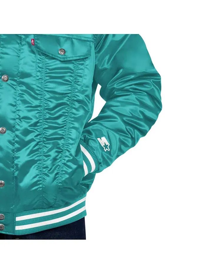 Levi’s x Starter Мужская куртка Aqua Miami Dolphins Silver Tab Trucker на молнии Levi's — изображение 2 из 4