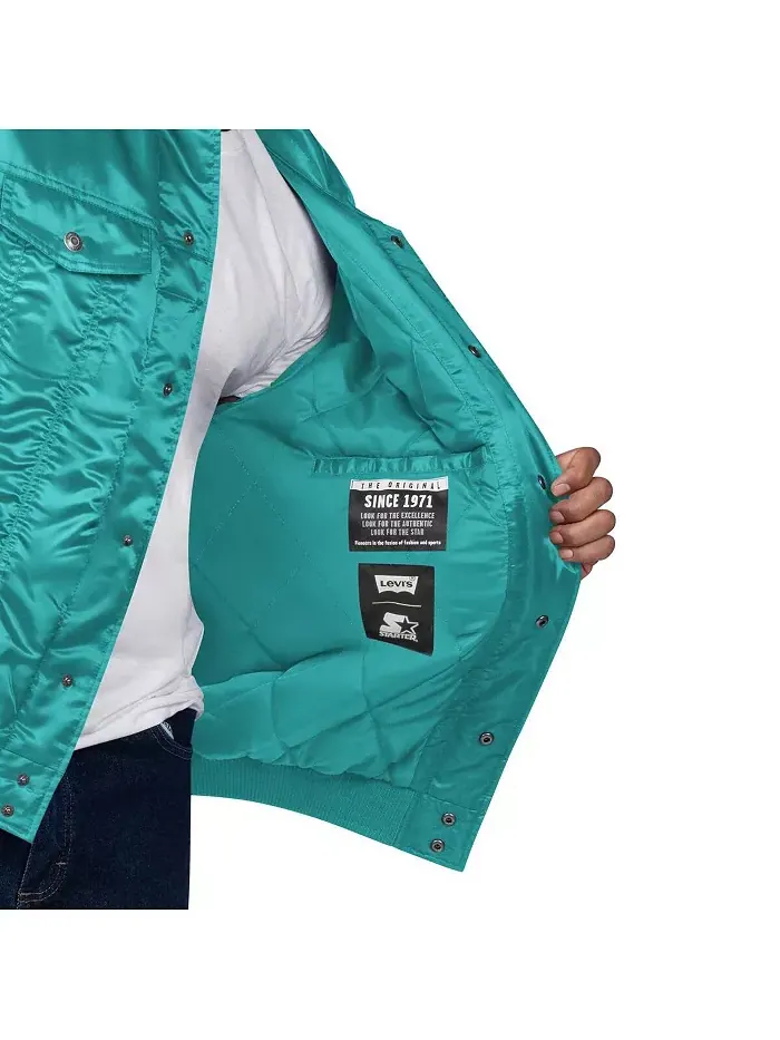 Levi’s x Starter Мужская куртка Aqua Miami Dolphins Silver Tab Trucker на молнии Levi's — изображение 4 из 4