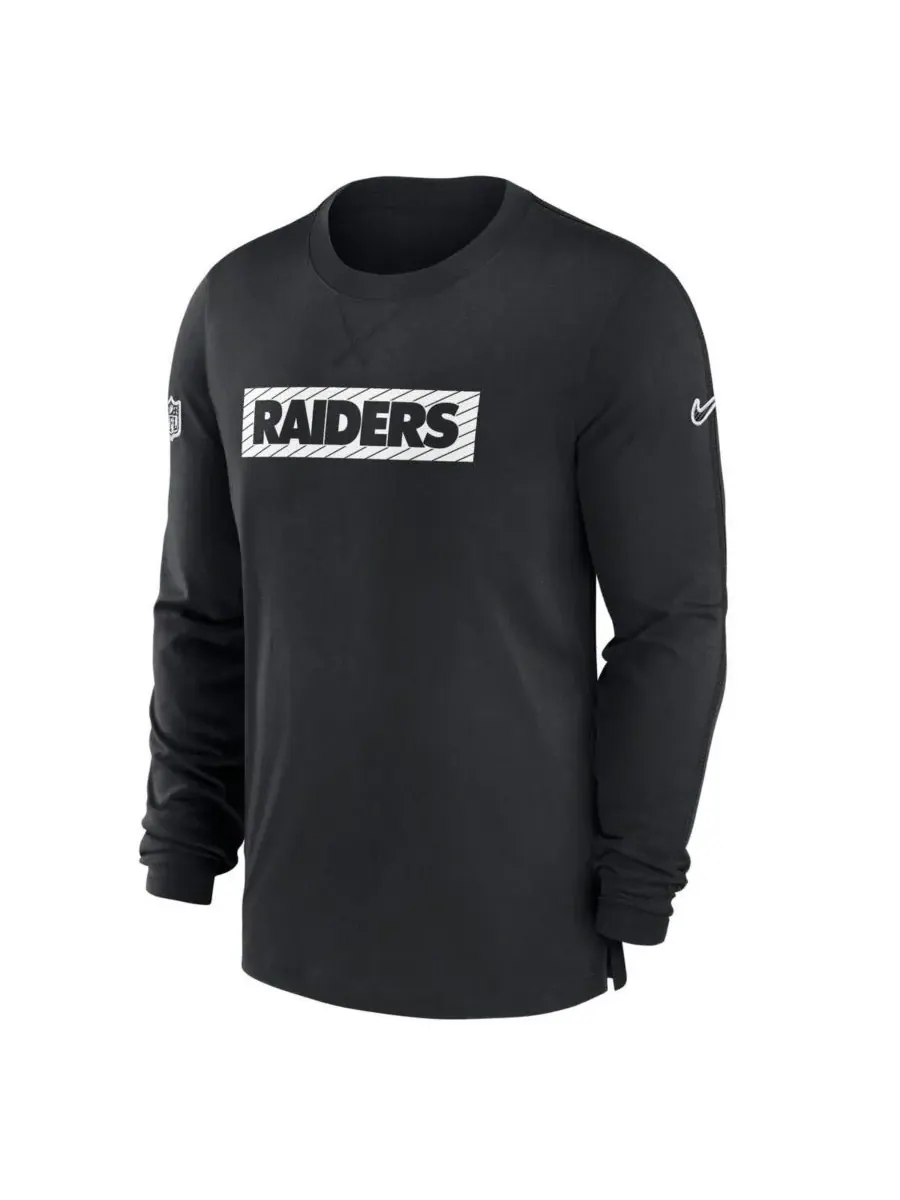 Nike Мужская черная футболка с длинным рукавом Las Vegas Raiders Sideline Player Performance — изображение 2 из 3, черный