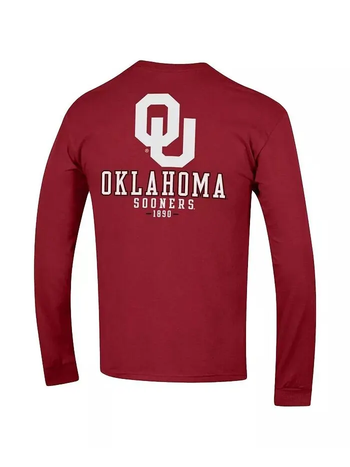 Мужская темно-красная футболка Oklahoma Sooners Team Stack с длинным рукавом Champion — изображение 3 из 3