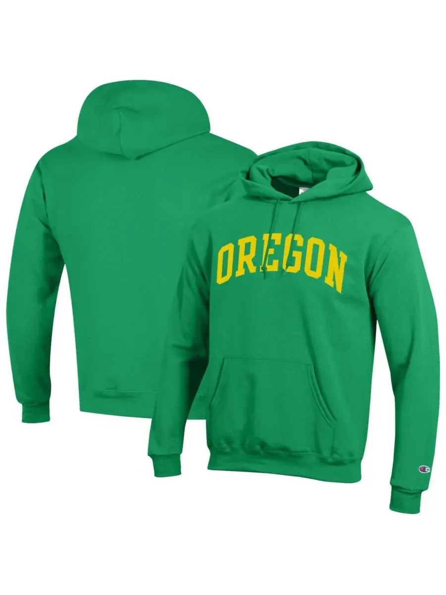 Champion Мужская зеленая флисовая толстовка с капюшоном Oregon Ducks Basic Arch