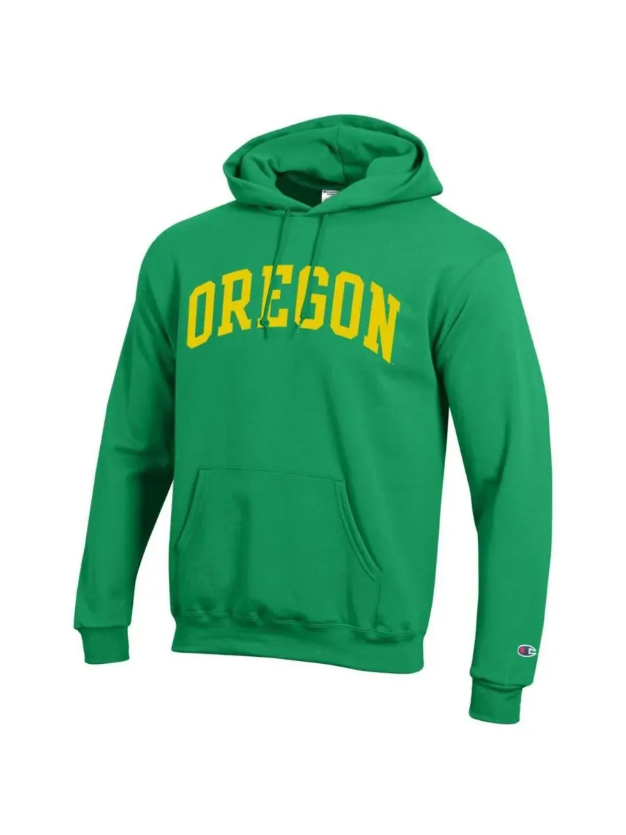 Champion Мужская зеленая флисовая толстовка с капюшоном Oregon Ducks Basic Arch — изображение 2 из 3, зеленый