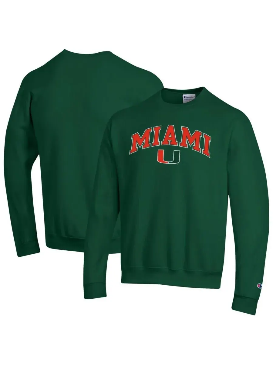 Champion Мужская зеленая толстовка с логотипом Miami Hurricanes в виде арки