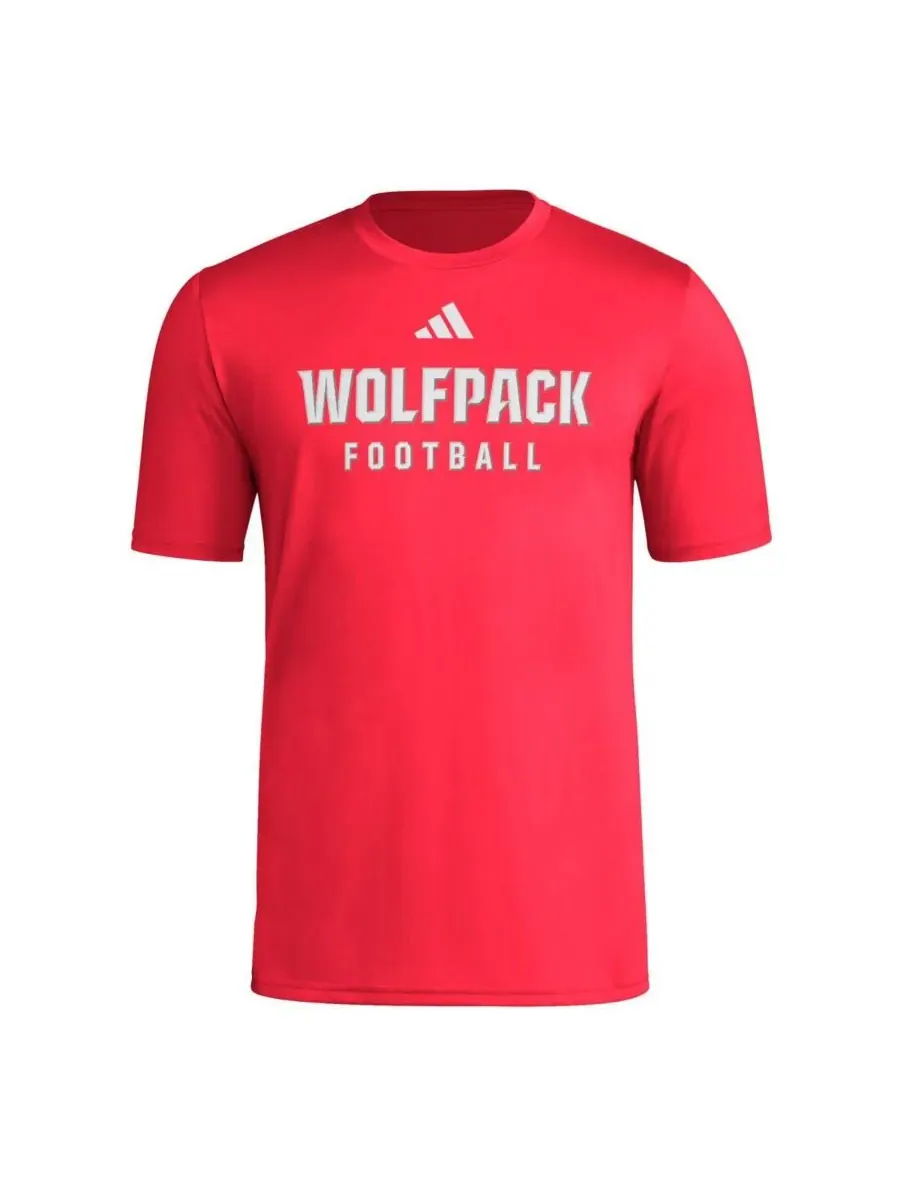 Adidas Мужская красная футболка NC State Wolfpack для раздевалки, тренировок и предматчевой — изображение 2 из 3, красный