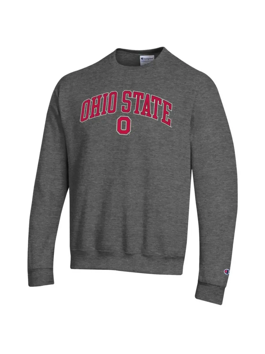 Champion Мужская толстовка с логотипом Ohio State Buckeyes Arch Over Logo цвета меланж и — изображение 3 из 3, темно-серый