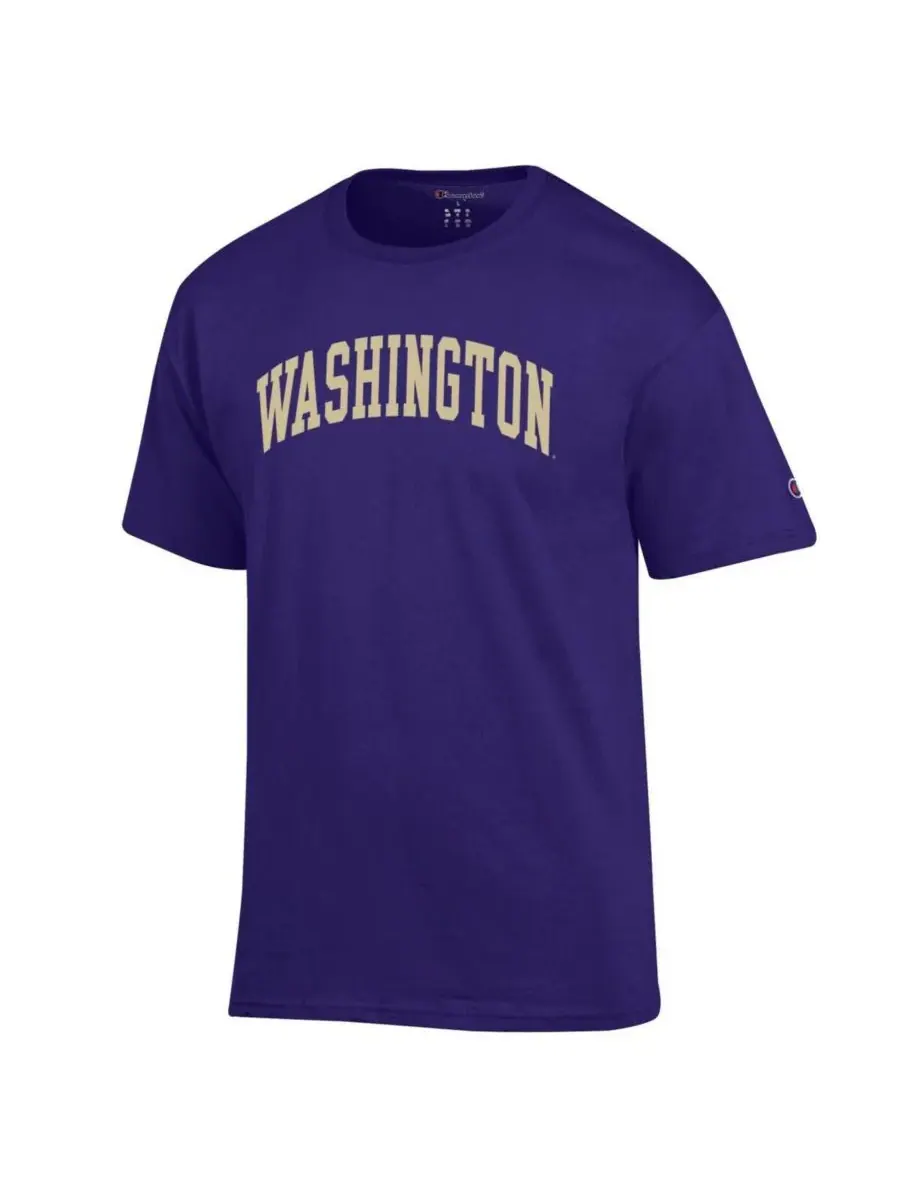 Champion Мужская фиолетовая базовая футболка Washington Huskies с арочным верхом — изображение 3 из 3, фиолетовый