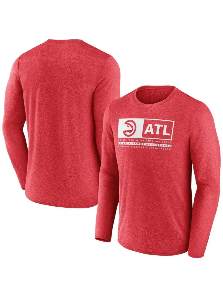 Fanatics Мужская футболка Atlanta Hawks цвета светло-красный меланж с надписью "Трехочковый бросок"