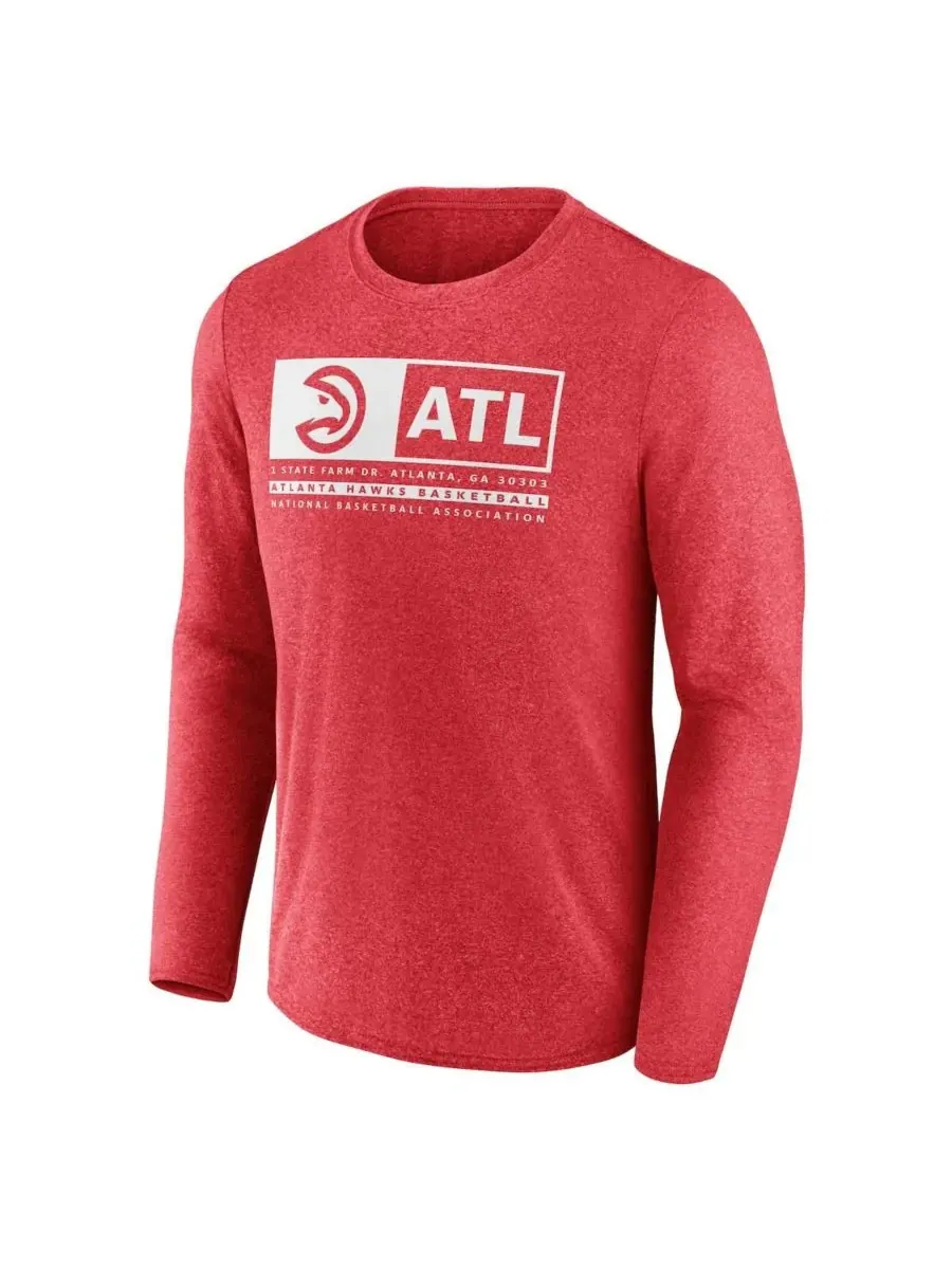 Fanatics Мужская футболка Atlanta Hawks цвета светло-красный меланж с надписью "Трехочковый бросок" — изображение 2 из 3