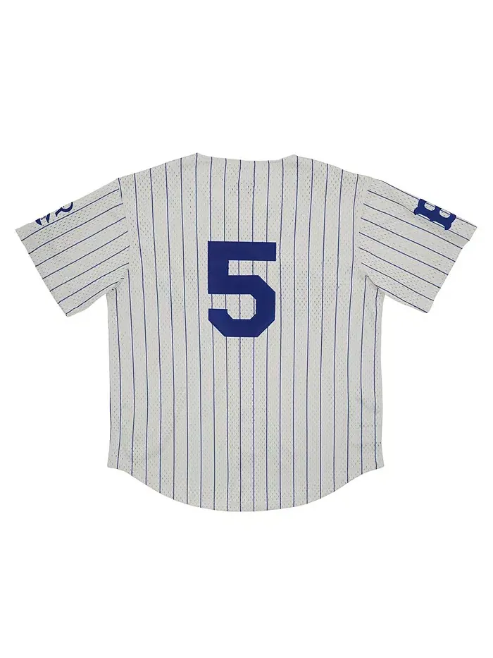 Мужская #5 кремовая состаренная сетчатая майка Brooklyn Royal Giants с пуговицами Rings & Crwns — изображение 2 из 3