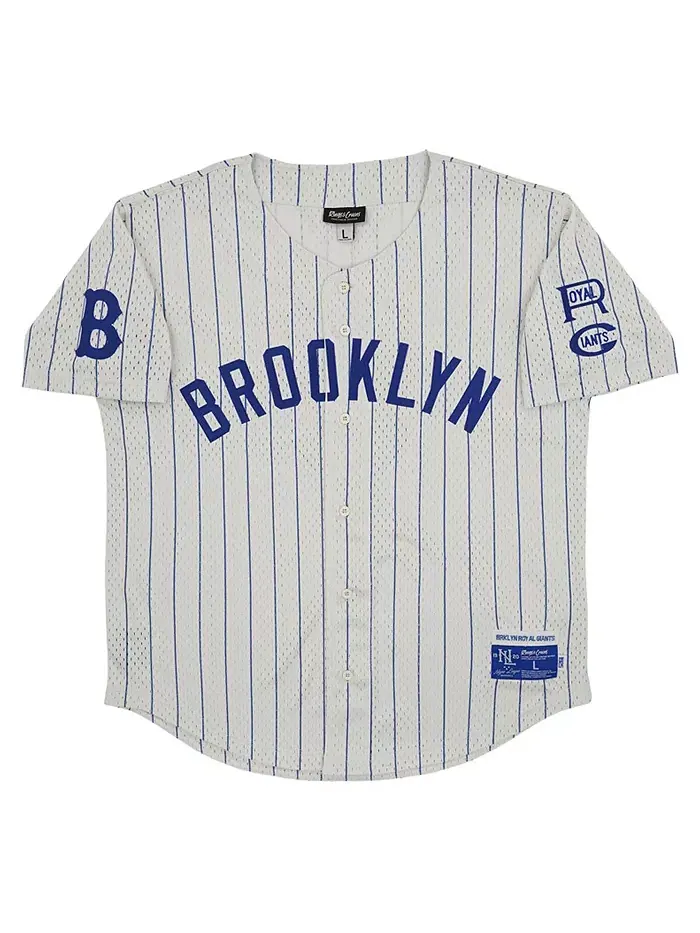Мужская #5 кремовая состаренная сетчатая майка Brooklyn Royal Giants с пуговицами Rings & Crwns — изображение 3 из 3
