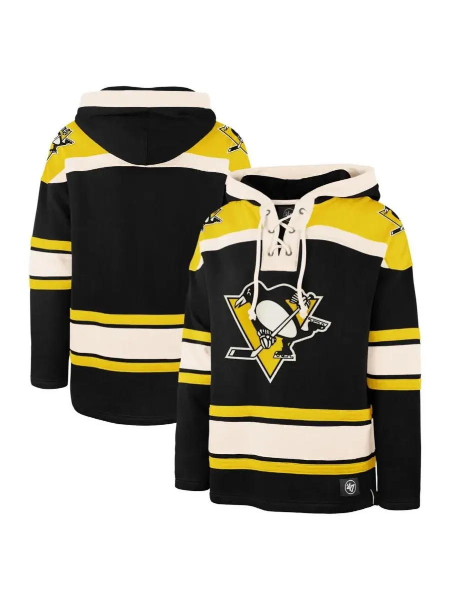 '47 Brand Мужская черная толстовка с капюшоном Pittsburgh Penguins большого размера от Superior