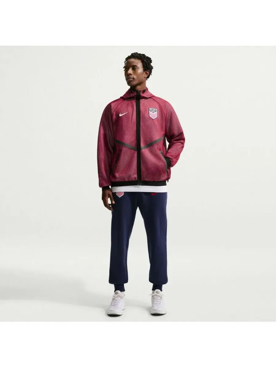 Мужская красная куртка USMNT 2026 Anthem Mesh Dri-FIT на молнии с капюшоном Nike