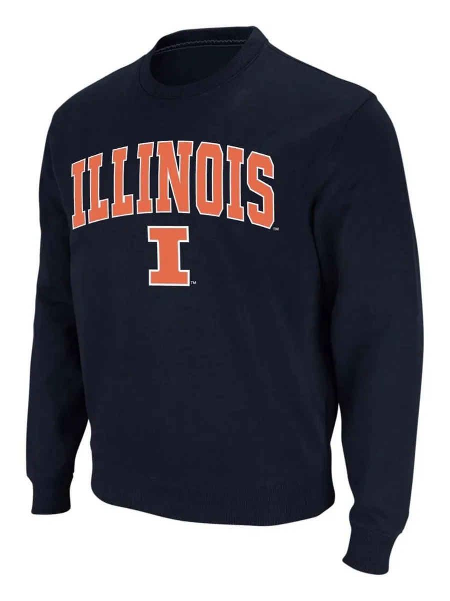 Colosseum Мужская темно-синяя толстовка с круглым вырезом и логотипом Illinois Fighting Illini в