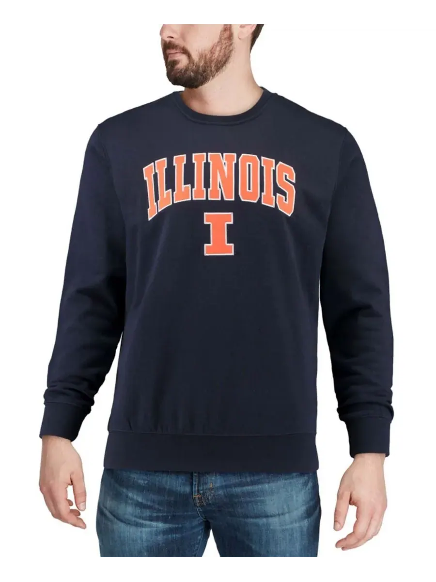 Colosseum Мужская темно-синяя толстовка с круглым вырезом и логотипом Illinois Fighting Illini в — изображение 4 из 4