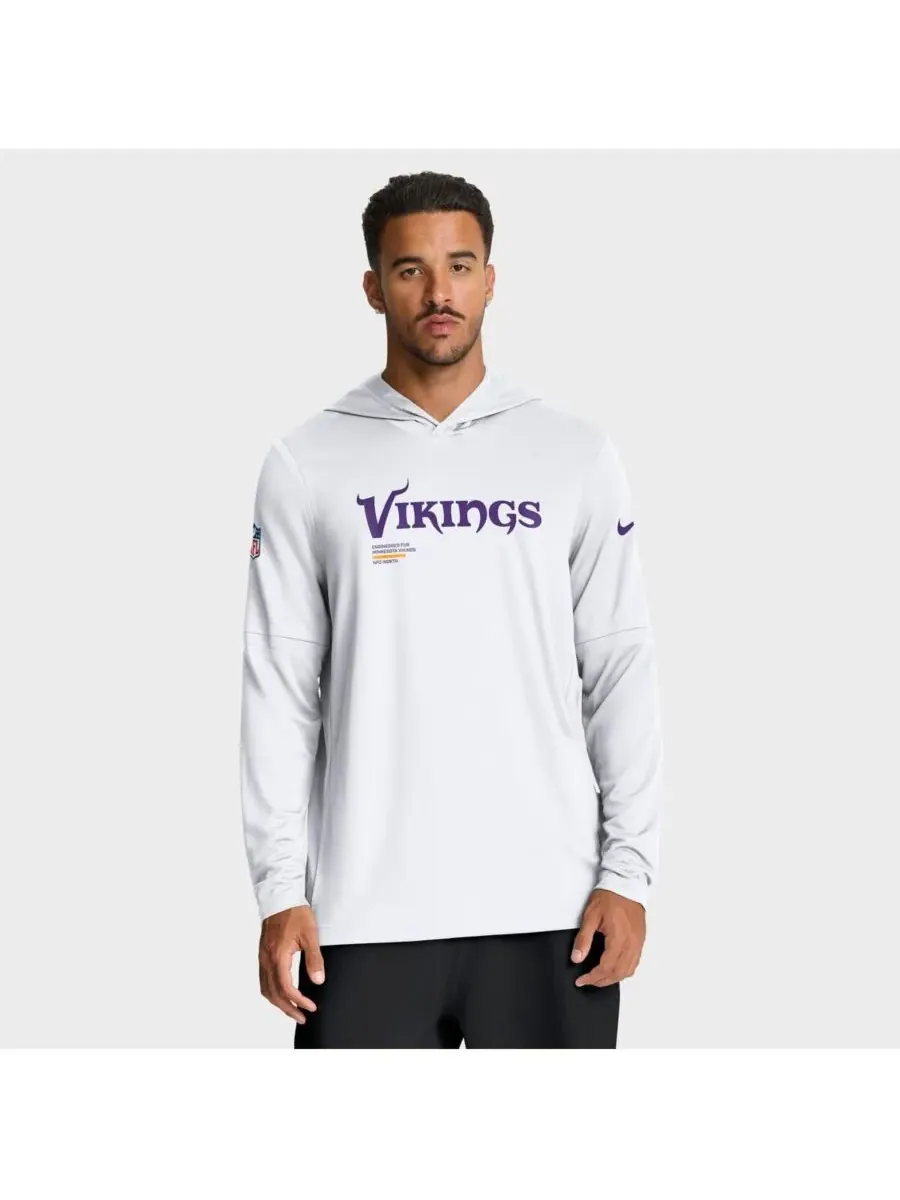 Nike Мужская белая толстовка с длинными рукавами Minnesota Vikings Sideline Pure Fury Performance
