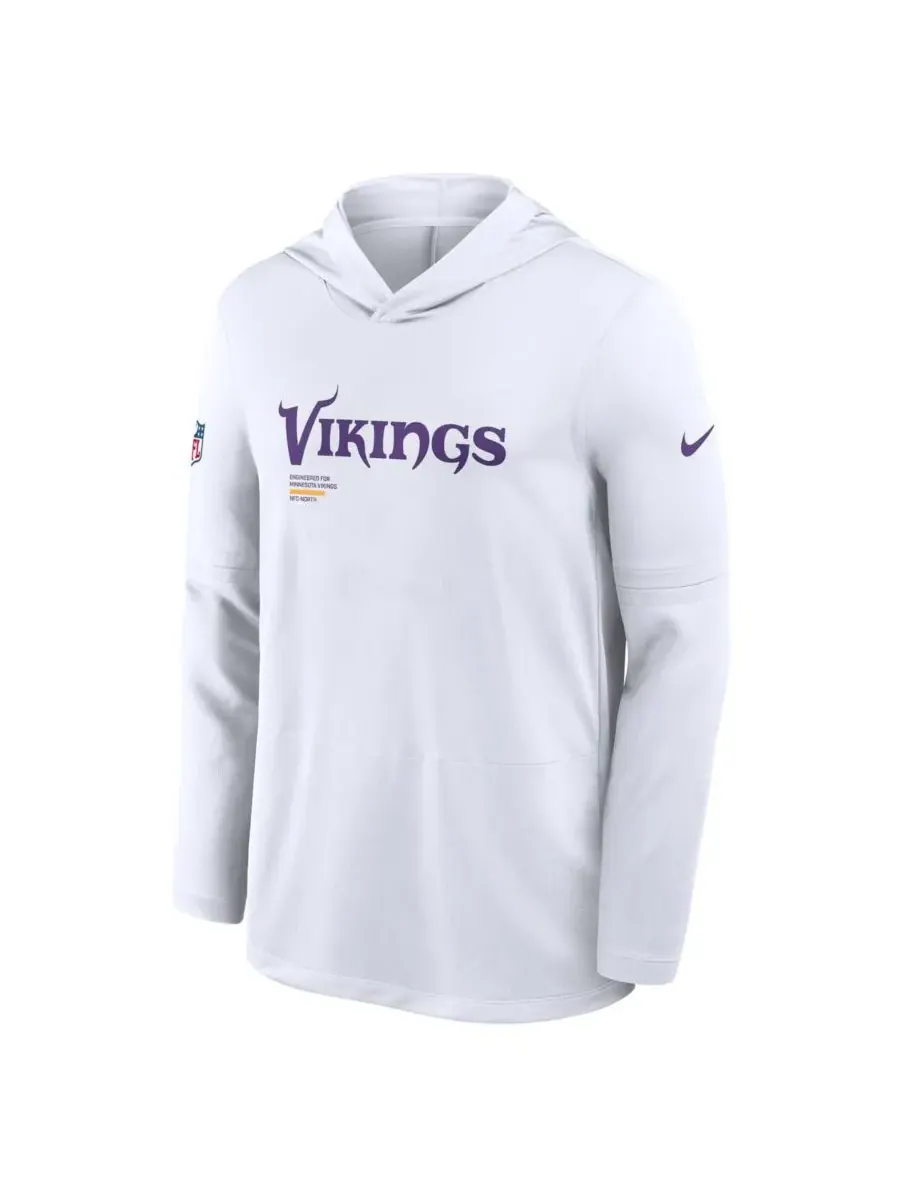 Nike Мужская белая толстовка с длинными рукавами Minnesota Vikings Sideline Pure Fury Performance — изображение 4 из 5, белый