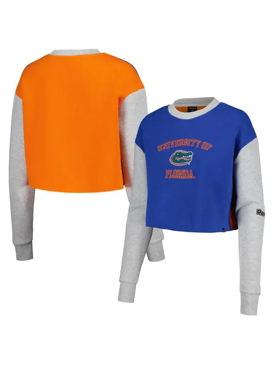 Женская толстовка Royal Florida Gators Color Block Rookie Crew Pullover Sweatshirt Hype And Vice