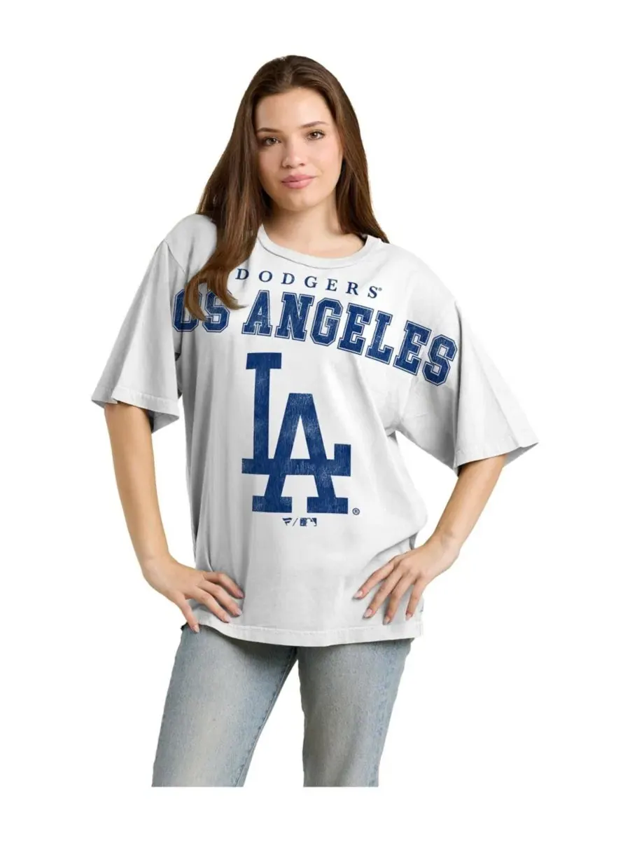 Женская футболка с круглым вырезом и свободным кроем с принтом Los Angeles Dodgers Fanatics