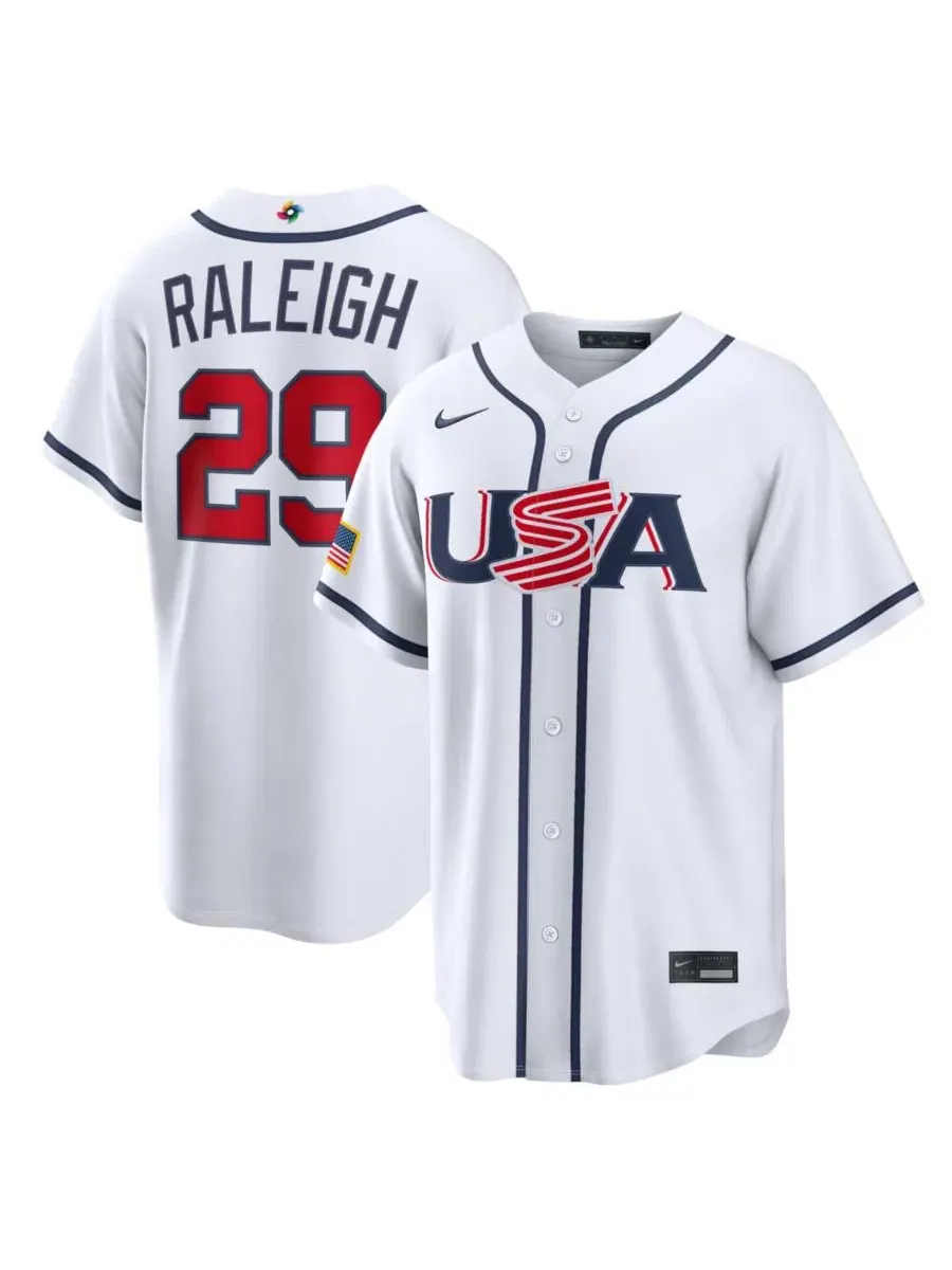 Джерси домашнее Cal Raleigh White USA Baseball 2026 World Baseball Classic Stadium Jersey Nike