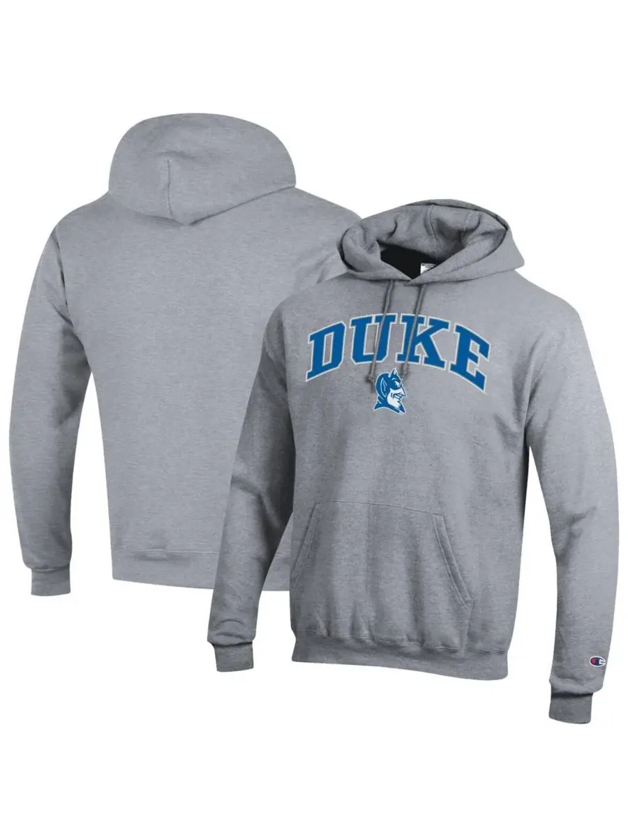 Champion Мужская толстовка с капюшоном серого цвета с логотипом Duke Blue Devils Arch Over Logo