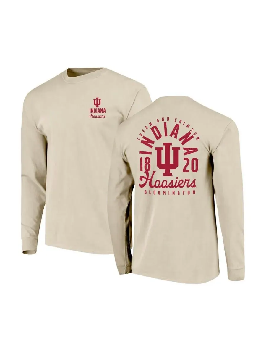Мужская футболка с длинными рукавами Natural Indiana Hoosiers Comfort Colors с изображением