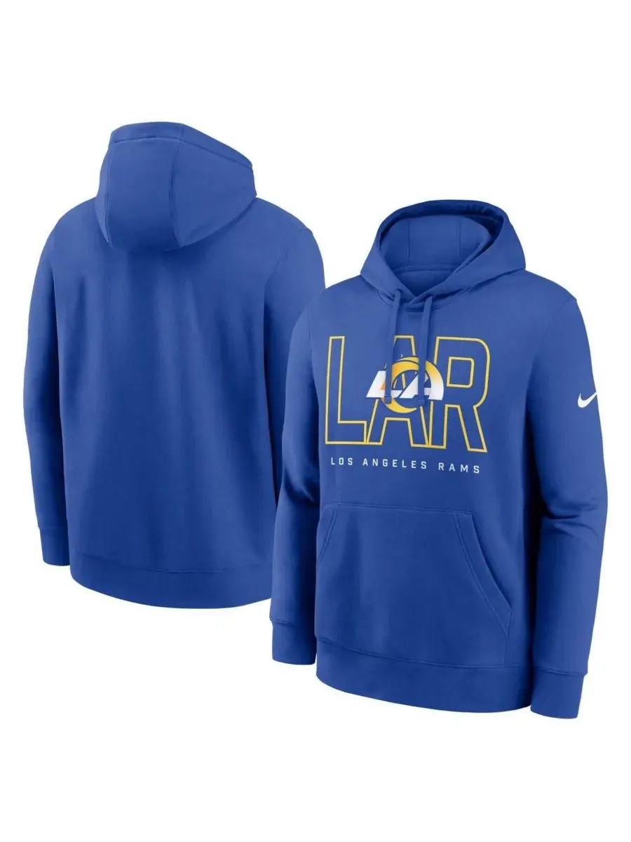 Мужская флисовая толстовка с капюшоном Royal Los Angeles Rams Busted Play Club Nike