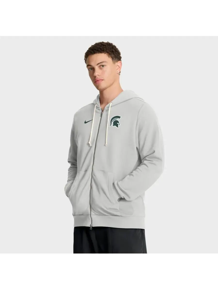 Nike Мужская серая толстовка на молнии Michigan State Spartans 2025 Sideline Standard Issue Dri-FIT