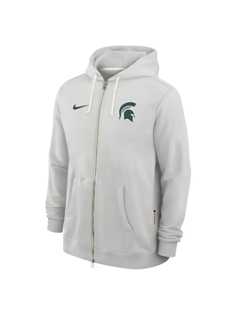 Nike Мужская серая толстовка на молнии Michigan State Spartans 2025 Sideline Standard Issue Dri-FIT — изображение 2 из 5