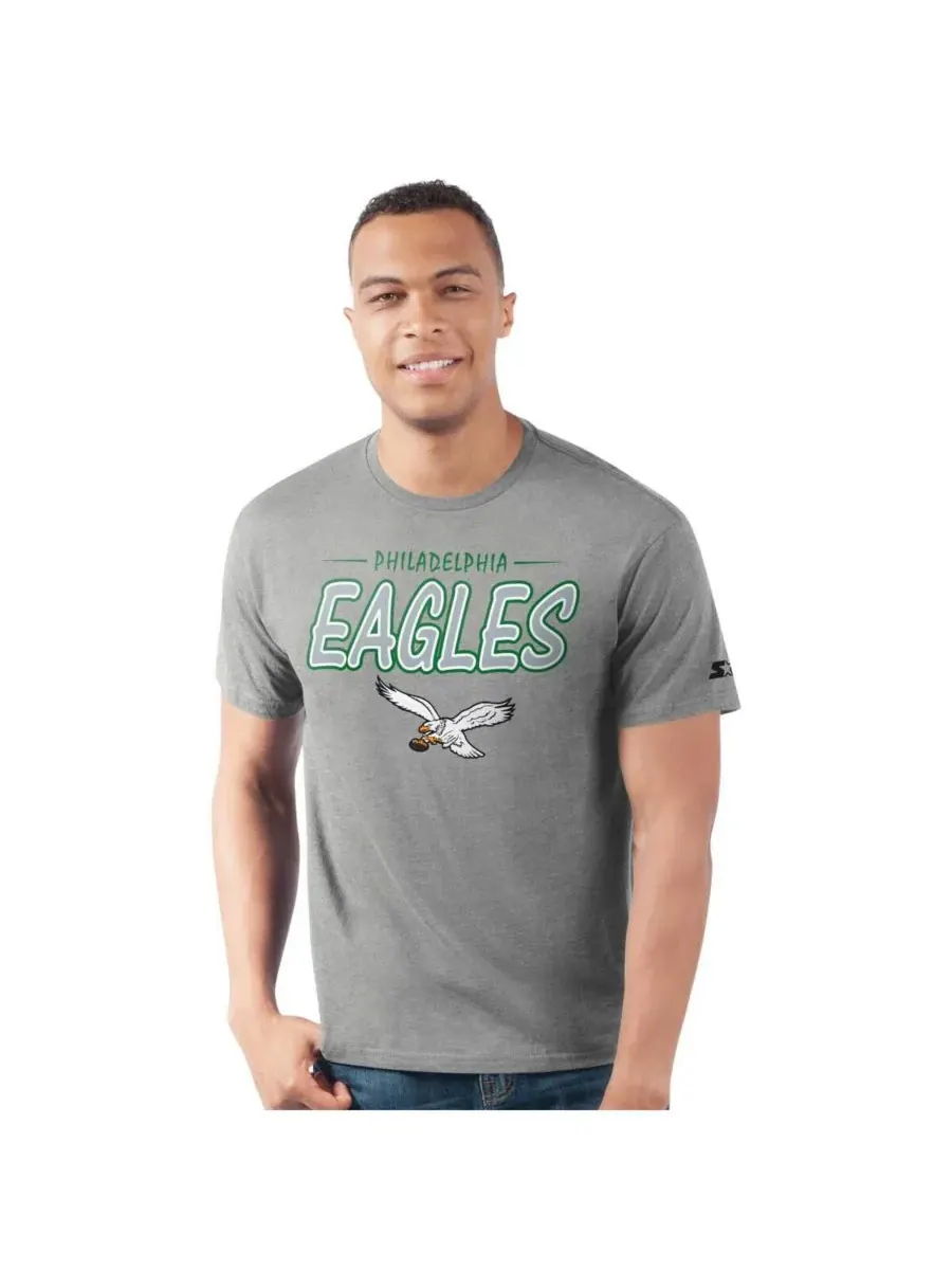 Starter Мужская футболка Philadelphia Eagles Prime Time серого цвета меланжевого цвета