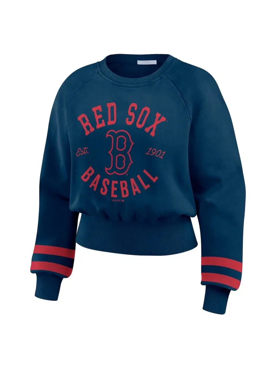 Женский свитшот-кроп с принтом WEAR by Erin Andrews Boston Red Sox — изображение 2 из 4, темно-синий