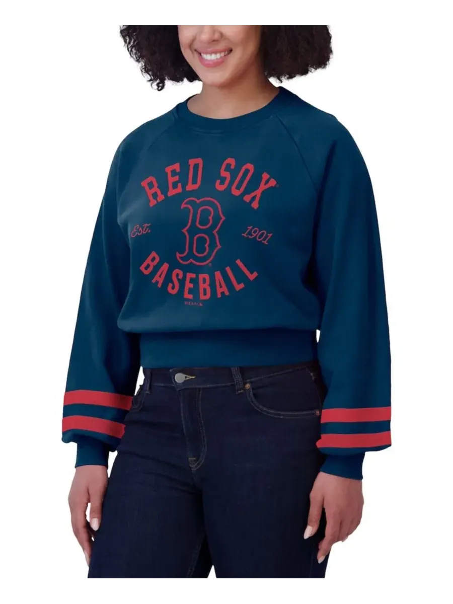 Женский свитшот-кроп с принтом WEAR by Erin Andrews Boston Red Sox — изображение 4 из 4, темно-синий