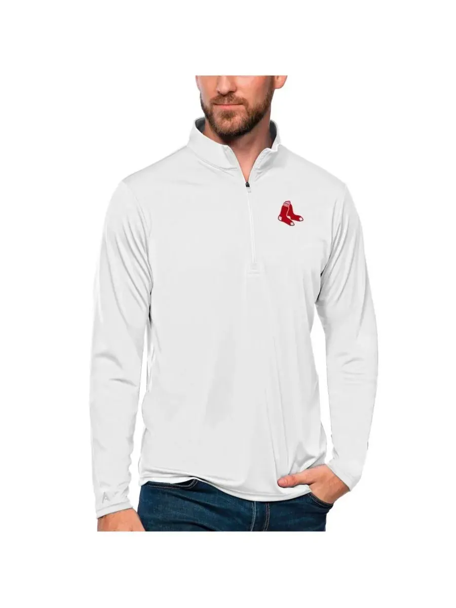 Antigua Мужская белая толстовка на молнии с символикой Boston Red Sox