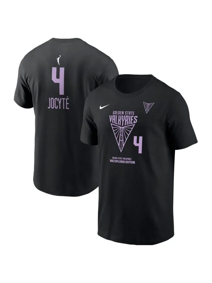 Nike Мужская и женская футболка Juste Jocyte Black Golden State Valkyries с именем и номером