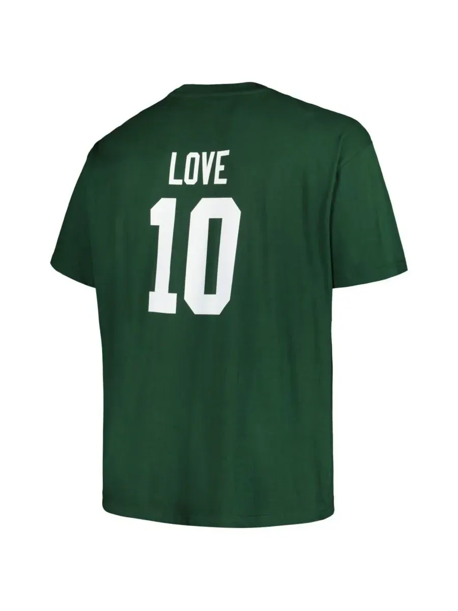 Fanatics Мужская футболка Jordan Love Green Green Bay Packers большого размера с именем и номером — изображение 2 из 3