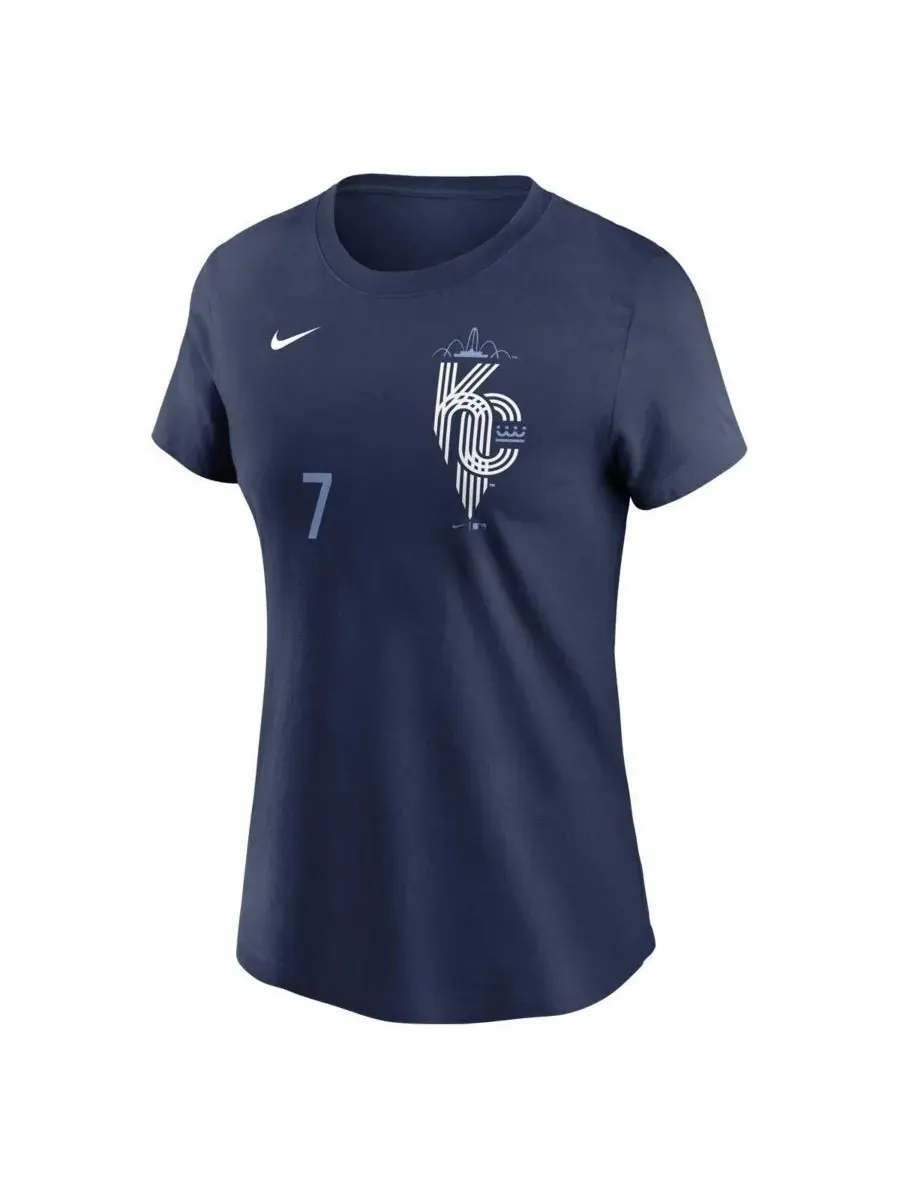 Nike Женская футболка Bobby Witt Jr. Navy Kansas City Royals City Connect Fuse с номером игрока — изображение 3 из 3