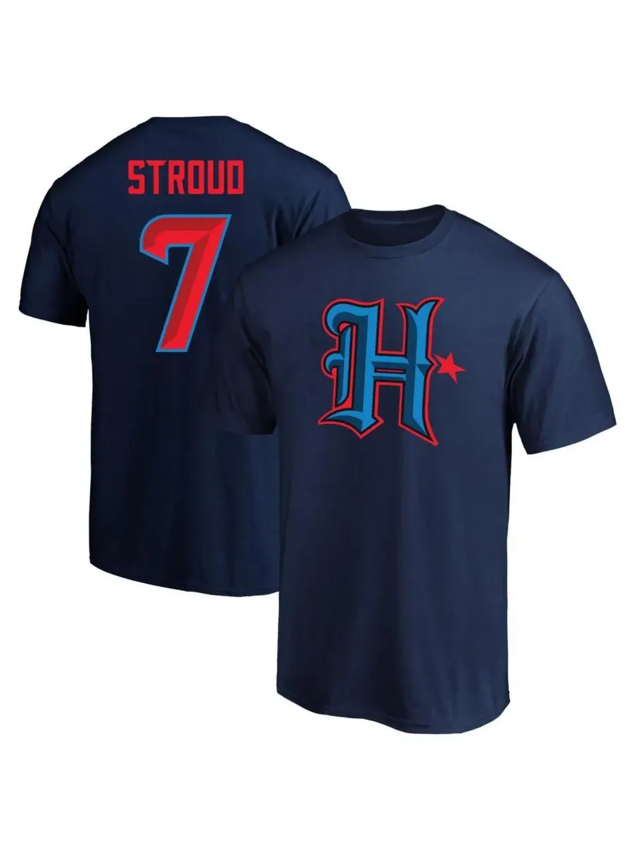 Fanatics Мужская футболка CJ Stroud темно-синего цвета с изображением игрока команды Houston Texans