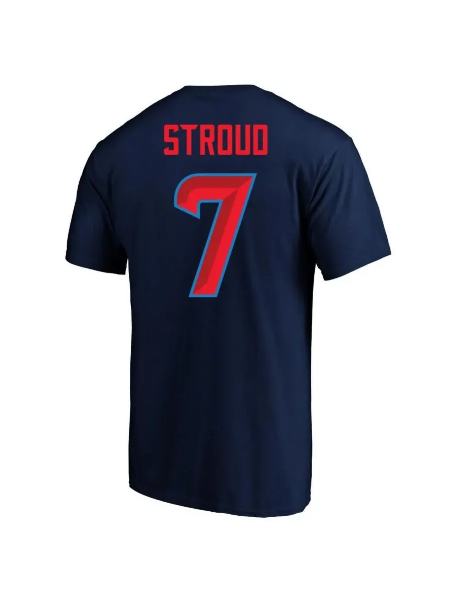 Fanatics Мужская футболка CJ Stroud темно-синего цвета с изображением игрока команды Houston Texans — изображение 2 из 3