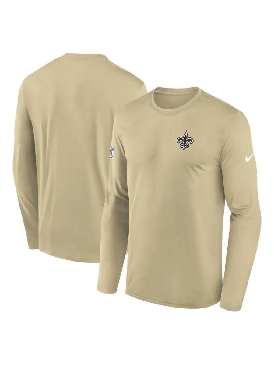 Мужская золотистая футболка с длинным рукавом New Orleans Saints Legend с небольшим логотипом