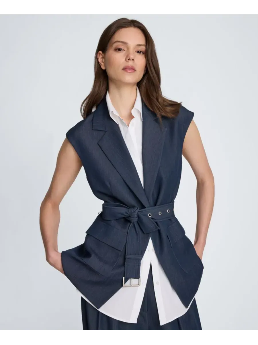 Женский жилет-блейзер с поясом, съемной рубашкой Kenneth Cole, Midnit Mlng/pwt