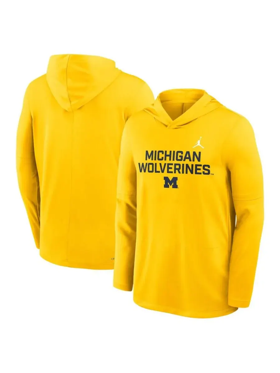 Мужская футболка с длинным рукавом и надписью "Maize Michigan Wolverines 2025 Sideline Performance" — изображение 4 из 5
